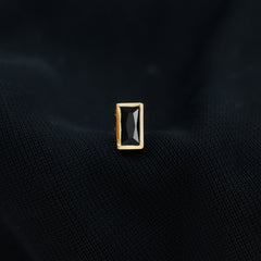 Baguette Cut Black Onyx Helix Earring in Bezel Setting