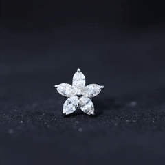 Marquise Cut Moissanite Floral Earring for Cartilage Piercing