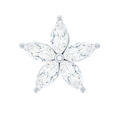 Marquise Cut Moissanite Floral Earring for Cartilage Piercing