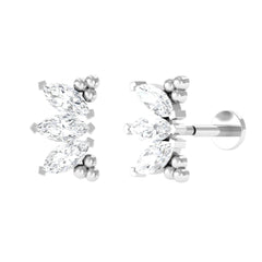 Marquise Diamond 3 Stone Crawler Earring