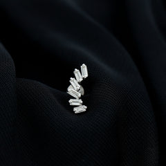 Certified Natural Baguette Diamond Crawler Earring