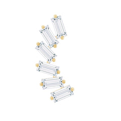 Certified Natural Baguette Diamond Crawler Earring