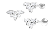 Diamond Flower Earring for Second Lobe Piercing