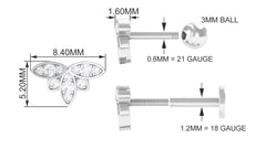 Diamond Flower Earring for Second Lobe Piercing
