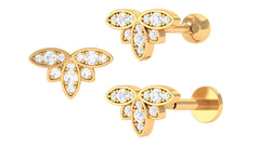 Diamond Flower Earring for Second Lobe Piercing