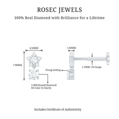 Star Diamond Drop Earring for Helix Piercing