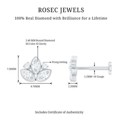 Diamond Lotus Earring for Cartilage Piercing