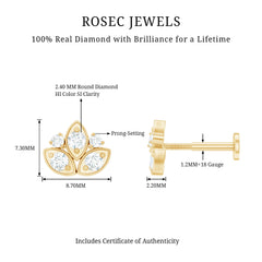 Diamond Lotus Earring for Cartilage Piercing