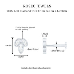 Marquise Diamond Three Stone Cluster Earring