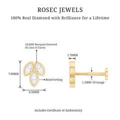 Marquise Diamond Three Stone Cluster Earring
