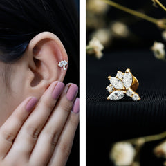 Diamond Lotus Cartilage Earring