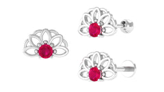 Natural Ruby Lotus Cartilage Earring