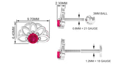 Natural Ruby Lotus Cartilage Earring