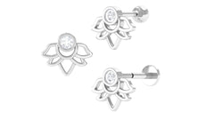 Diamond Lotus Earring for Helix Piercing