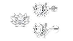 Marquise Diamond Lotus Cartilage Earring for Her
