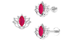 Marquise Ruby Lotus Earring for Helix Piercing