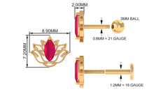 Marquise Ruby Lotus Earring for Helix Piercing