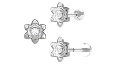 Diamond Lotus Flower Earring for Helix Piercing