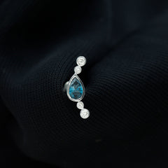 London Blue Topaz Ear Crawler Earring with Diamond