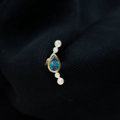London Blue Topaz Ear Crawler Earring with Diamond