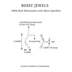 Certified Moissanite Curved Helix Earring for Her