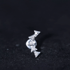 Genuine Diamond Geometric Curved Cartilage Earring