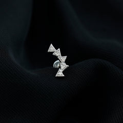 Genuine Diamond Geometric Curved Cartilage Earring