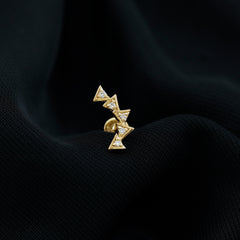 Genuine Diamond Geometric Curved Cartilage Earring