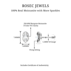 Minimal Marquise Cut Moissanite Cartilage Earring