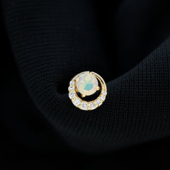 Real Ethiopian Opal Circle Cartilage Earring