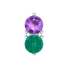 Real Amethyst and Emerald Earring for Helix Piercing