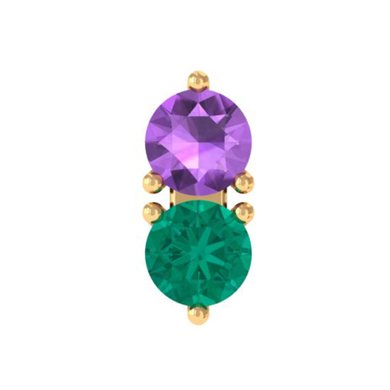 Real Amethyst and Emerald Earring for Helix Piercing