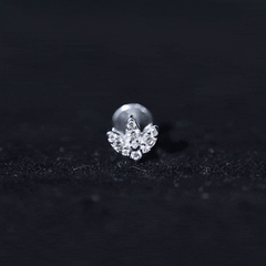 Exquisite Diamond Lotus Flower Earring for Helix Piercing
