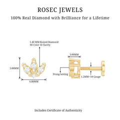 Exquisite Diamond Lotus Flower Earring for Helix Piercing