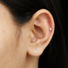 Dainty Diamond Beaded Conch Earring