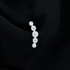 Bezel Set Round Moissanite Curved Crawler Earring