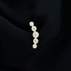 Bezel Set Round Moissanite Curved Crawler Earring