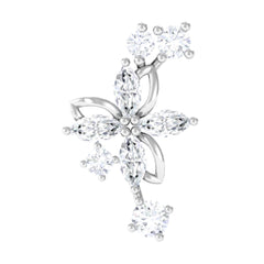Certified Moissanite Flower Crawler Earring
