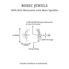 Certified Moissanite Flower Crawler Earring