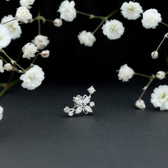 Certified Moissanite Flower Crawler Earring