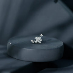 Certified Moissanite Flower Crawler Earring