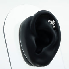 Certified Moissanite Flower Crawler Earring