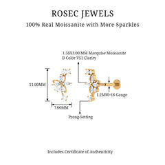 Certified Moissanite Flower Crawler Earring
