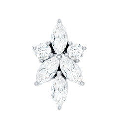 Marquise and Round Moissanite Cluster Floral Earring