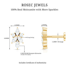 Marquise and Round Moissanite Cluster Floral Earring