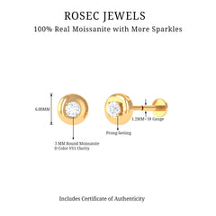 Solitaire Moissanite Circle Cartilage Earring