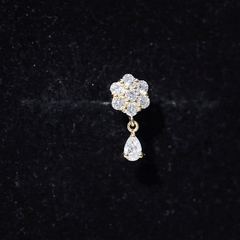 Moissanite Floral Drop Earring for Helix Piercing