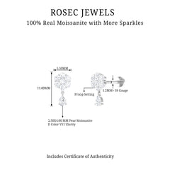 Moissanite Floral Drop Earring for Helix Piercing