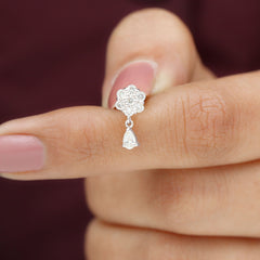 Moissanite Floral Drop Earring for Helix Piercing
