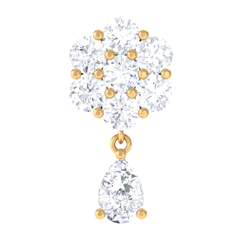 Moissanite Floral Drop Earring for Helix Piercing
